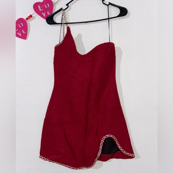 Zara Red mini dress with gold accents Size Small - Picture 2 of 8